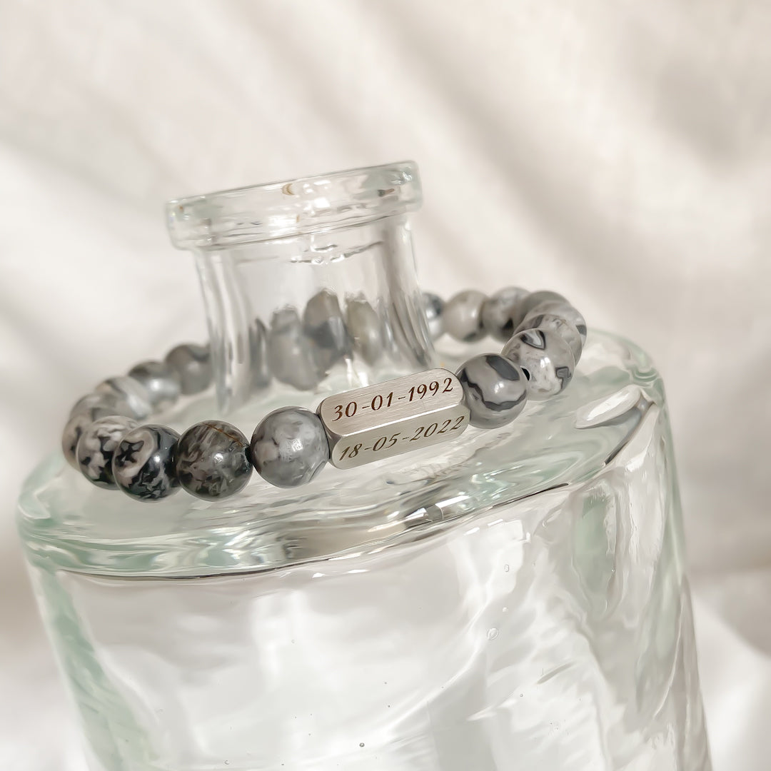 Man - gegraveerde natuurstenen armband