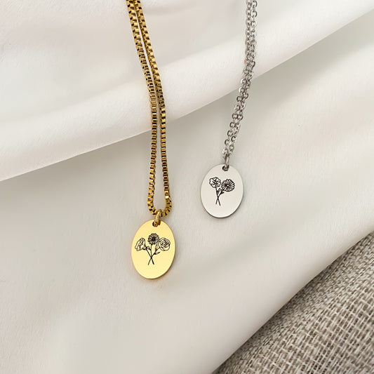 Gegraveerde geboortebloemen boeket