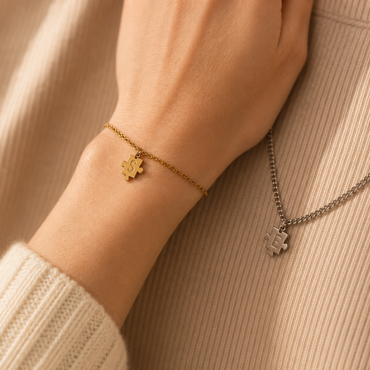 Handgeslagen puzzel armband