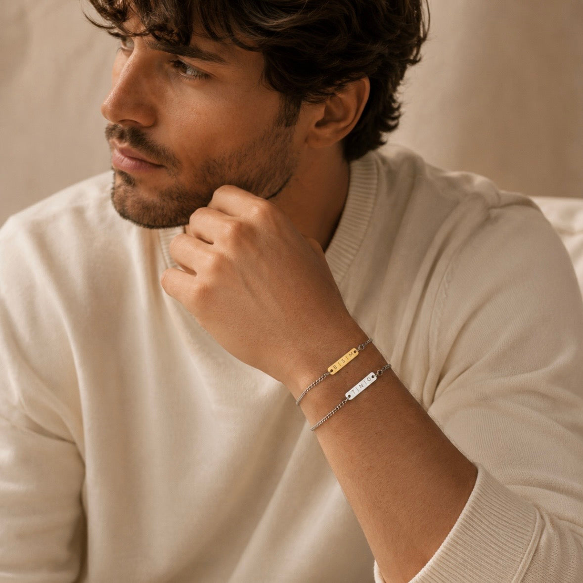 Man - Initialen armband minimalistisch