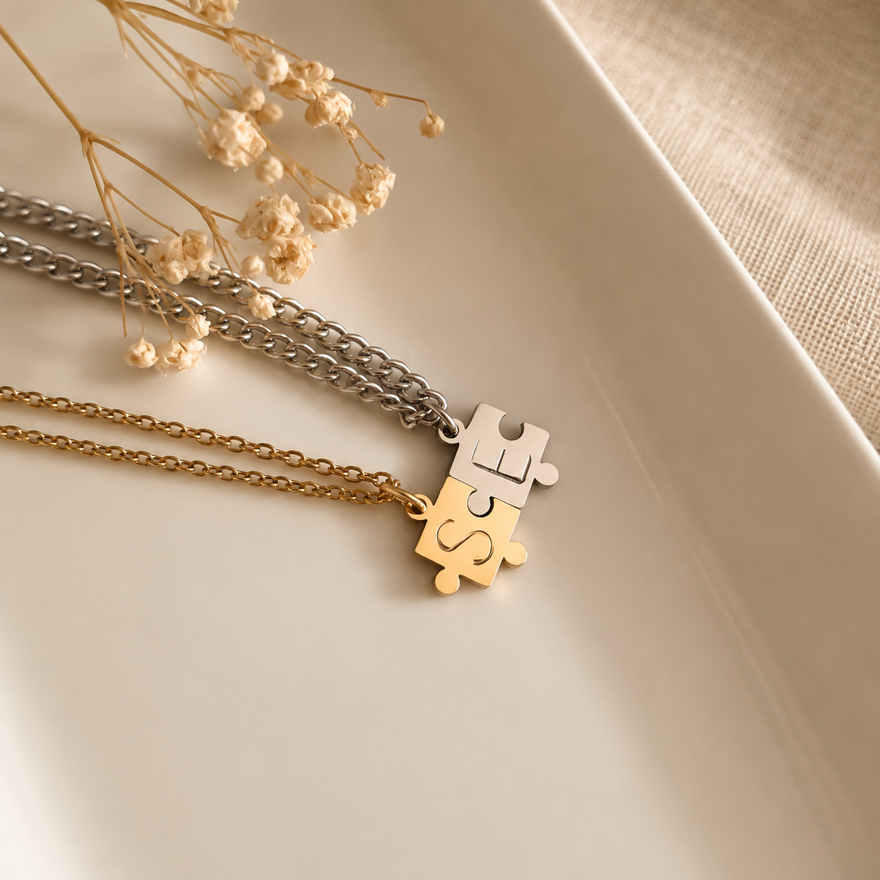Handgeslagen puzzel ketting