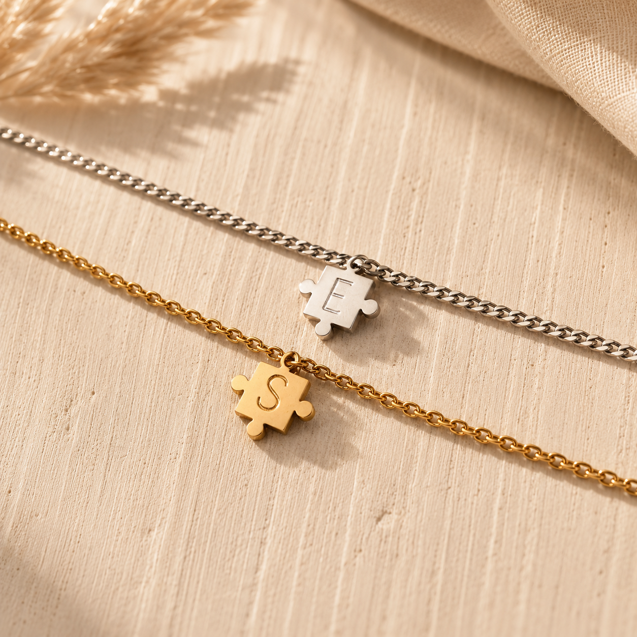Handgeslagen puzzel ketting