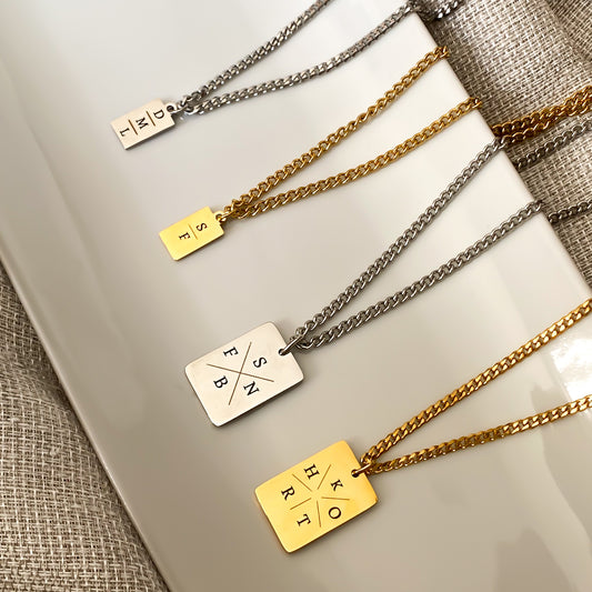 Man - Gegraveerde initiaalketting