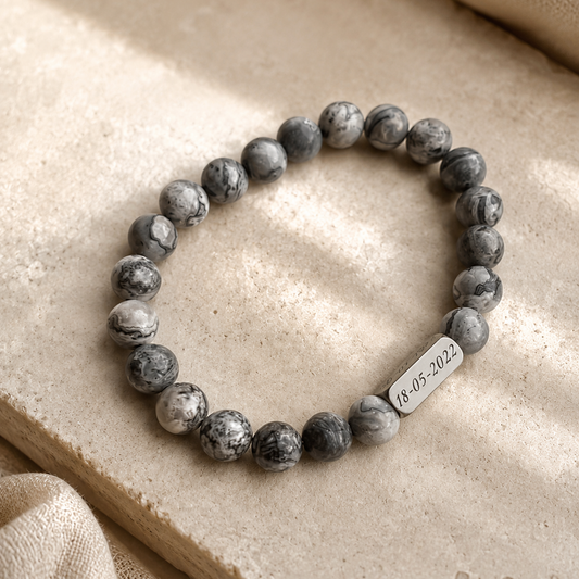 Man - Gegraveerde natuurstenen armband