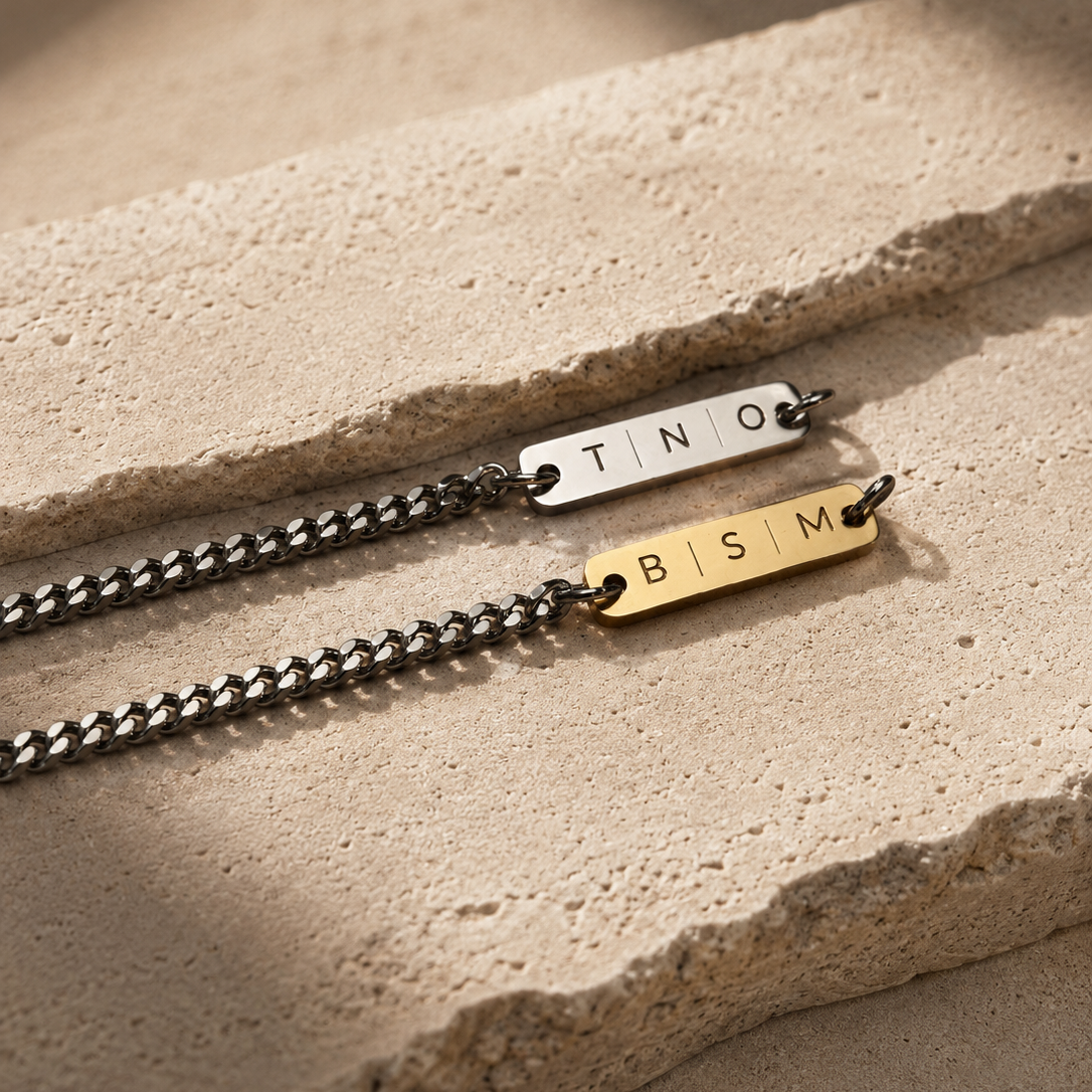 Man - Initialen armband minimalistisch