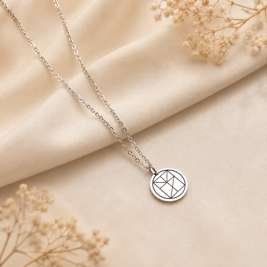 Gegraveerde Geometrische Lijntekening ketting - i.s.m. Rian