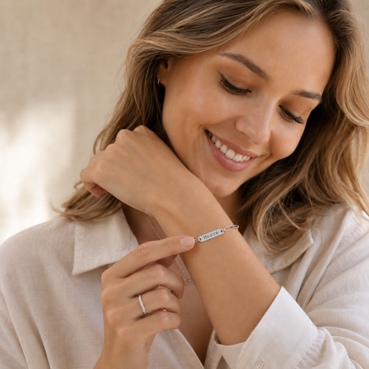 Gegraveerd naamplaatje armband