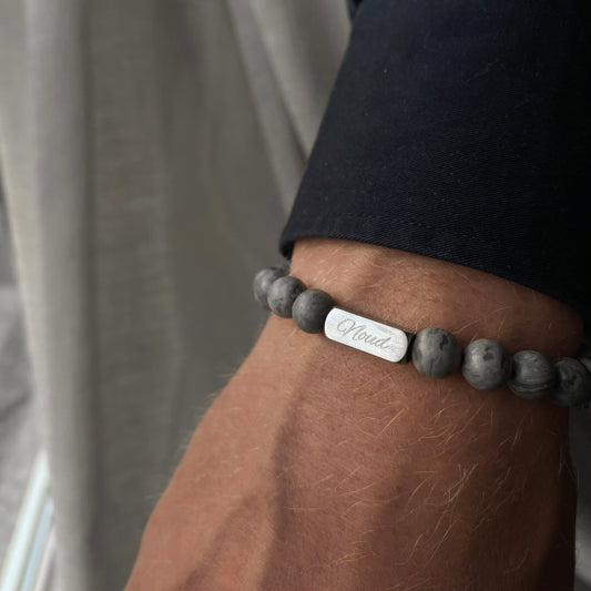 Man - gegraveerde natuurstenen armband