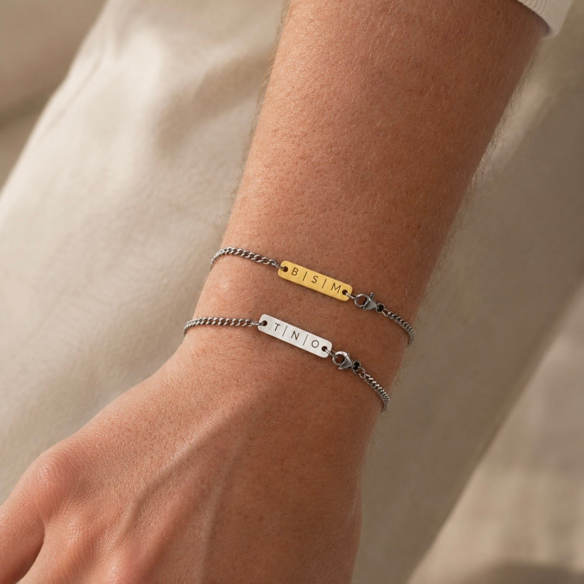 Man - Initialen armband minimalistisch