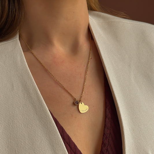 Gegraveerd hartje (met geboortesteen)