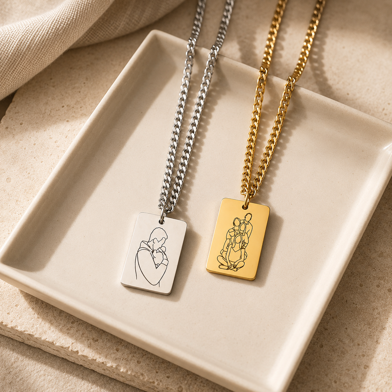 Man - Lijntekening ketting i.s.m. Liesanne